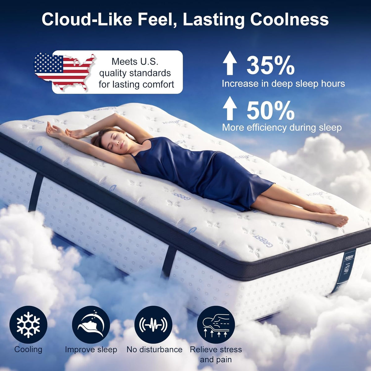 14 Inch King Mattress, Upgraded 7-Zone Support Hybrid King Size Mattress in a Box with Cooling Gel Memory Foam & Pocket Coils for Back Pain Relief, 365-Night Trial, Motion Isolation, Medium Firm