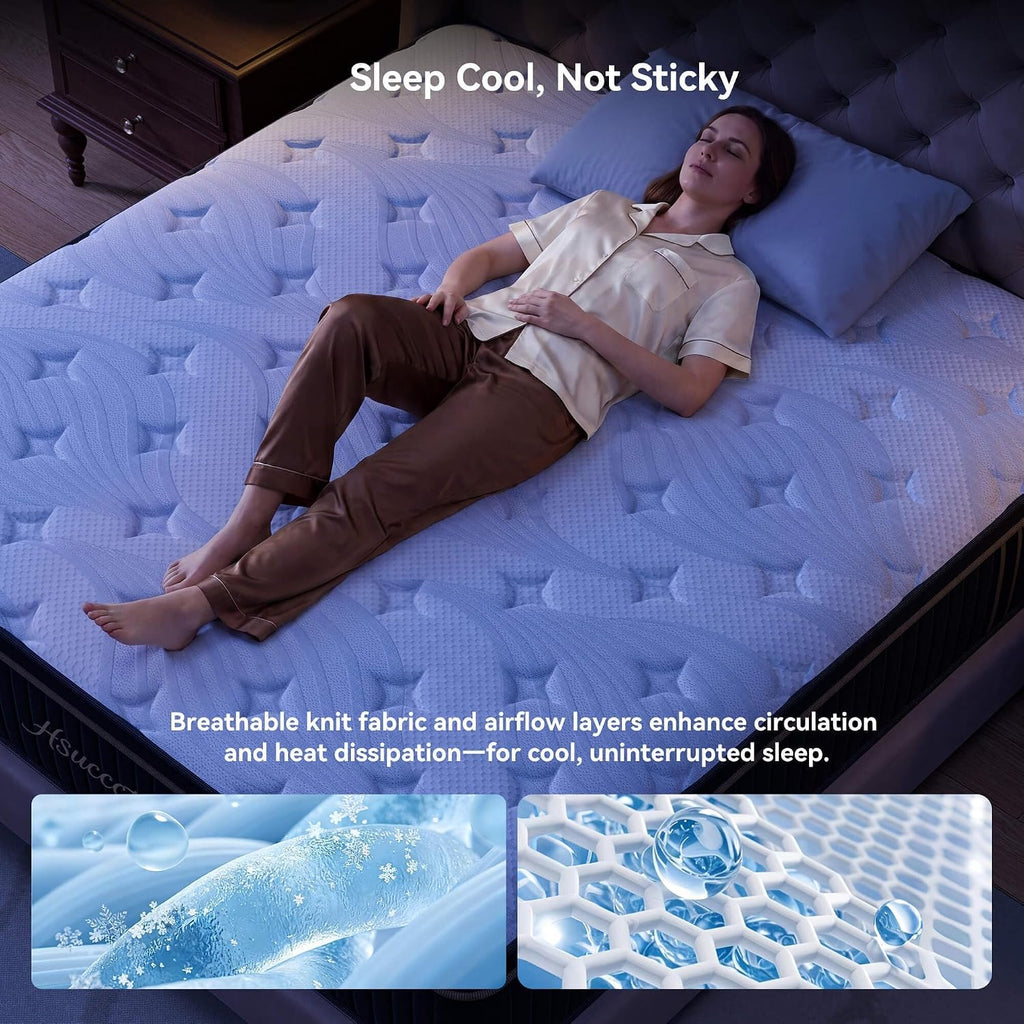 Queen 14 Inch Hybrid Mattress in a Box, Medium Firm for Side Sleepers