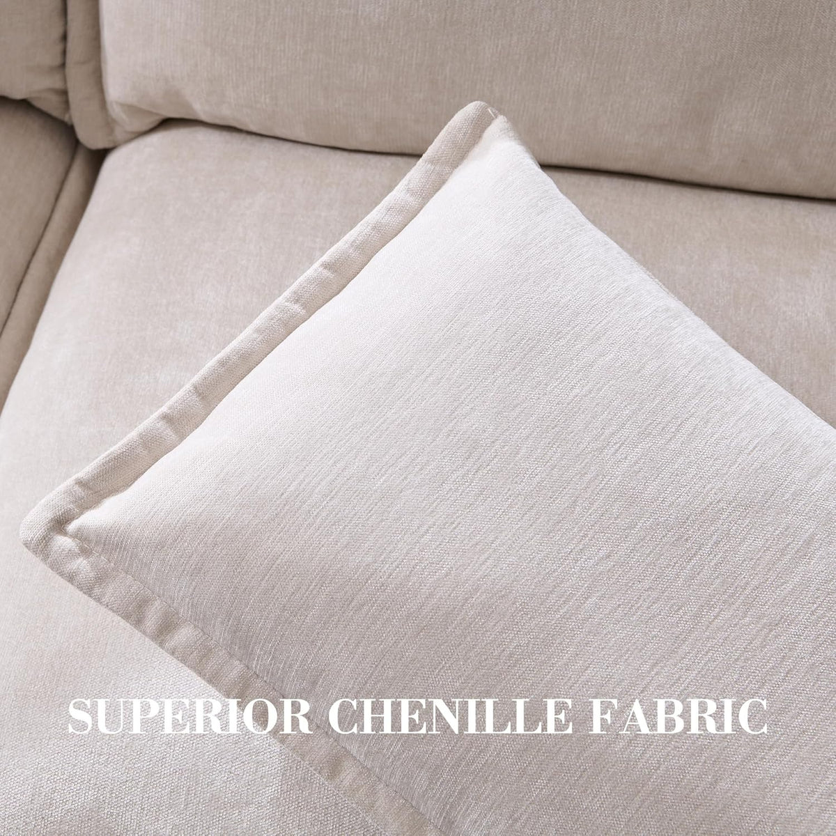 85.83" Modular Sectional Cloud Couches for Living Room, Modern Sectional Sofa with Storage Ottoman, U-Shape 5 Seat Chenille Cloud Sofa with Pillows for Bedroom and Apartment, Beige