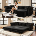 89" King Size Sleeper Sofa Bed, 3-In-1 Convertible Pull Out Chesterfield Sleeper Couch with Ottoman, Oversized Velvet Button Tufted L Shaped Sofa for Living Room Small Spaces (Black)