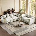 Luxury Chesterfield Loveseat and Sofa Set, Tufted Velvet Gold Couch, White