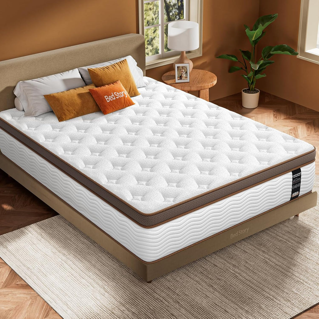 Extra Firm Mattress Queen - 14 Inch Hybrid Mattress for Back Lumbar Pain Relief - Low Motion Transfer & Individually Pocketed Springs, Certipur-Us, 365 Nights Trial