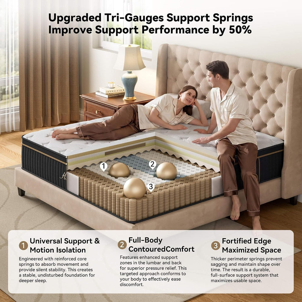 Queen 14 Inch Hybrid Mattress in a Box, Medium Firm for Side Sleepers