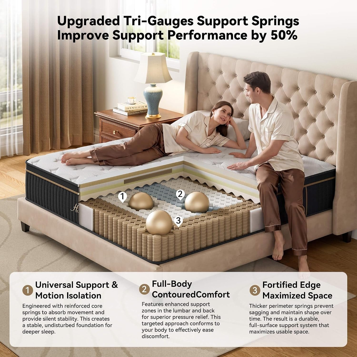 Queen 14 Inch Hybrid Mattress in a Box, Medium Firm for Side Sleepers
