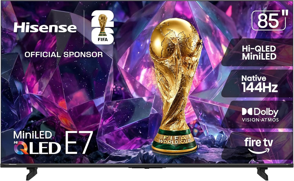 85" E7 Cinema Series Hi-Qled Mini-Led 4K UHD Smart Fire TV (85E7SF, 2026 NEW) - Native 144Hz, AI Picture, Dolby Vision IQ · Atmos, FALD, HDR10+ Adaptive, MEMC, Alexa+