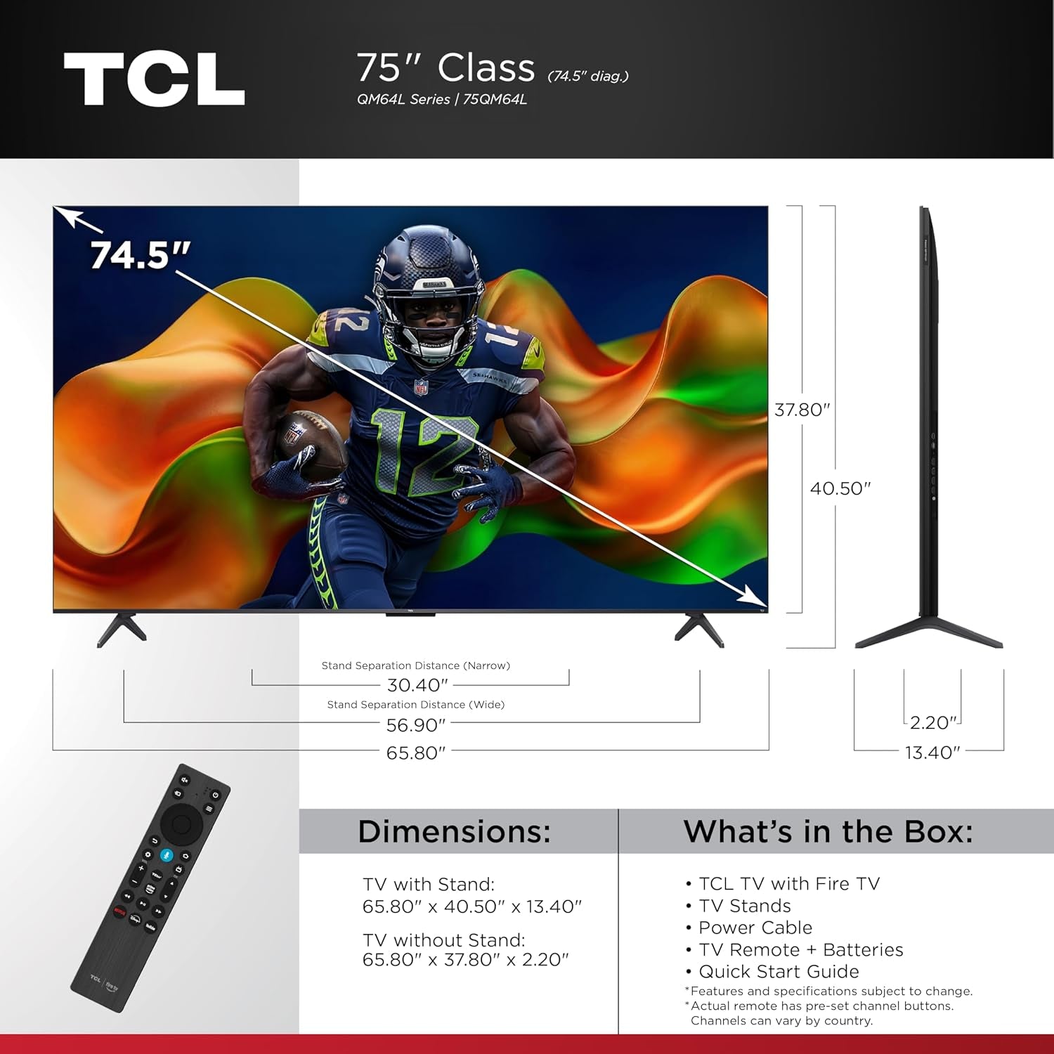 75-Inch QM64L Series | Mini LED QLED 4K HDR Gaming TV for Sports & Movies | 75QM64L, 2026 | 144Hz VRR, Dolby Vision Atmos, Alexa+ Voice Remote, Amazon Exclusive Smart Fire TV
