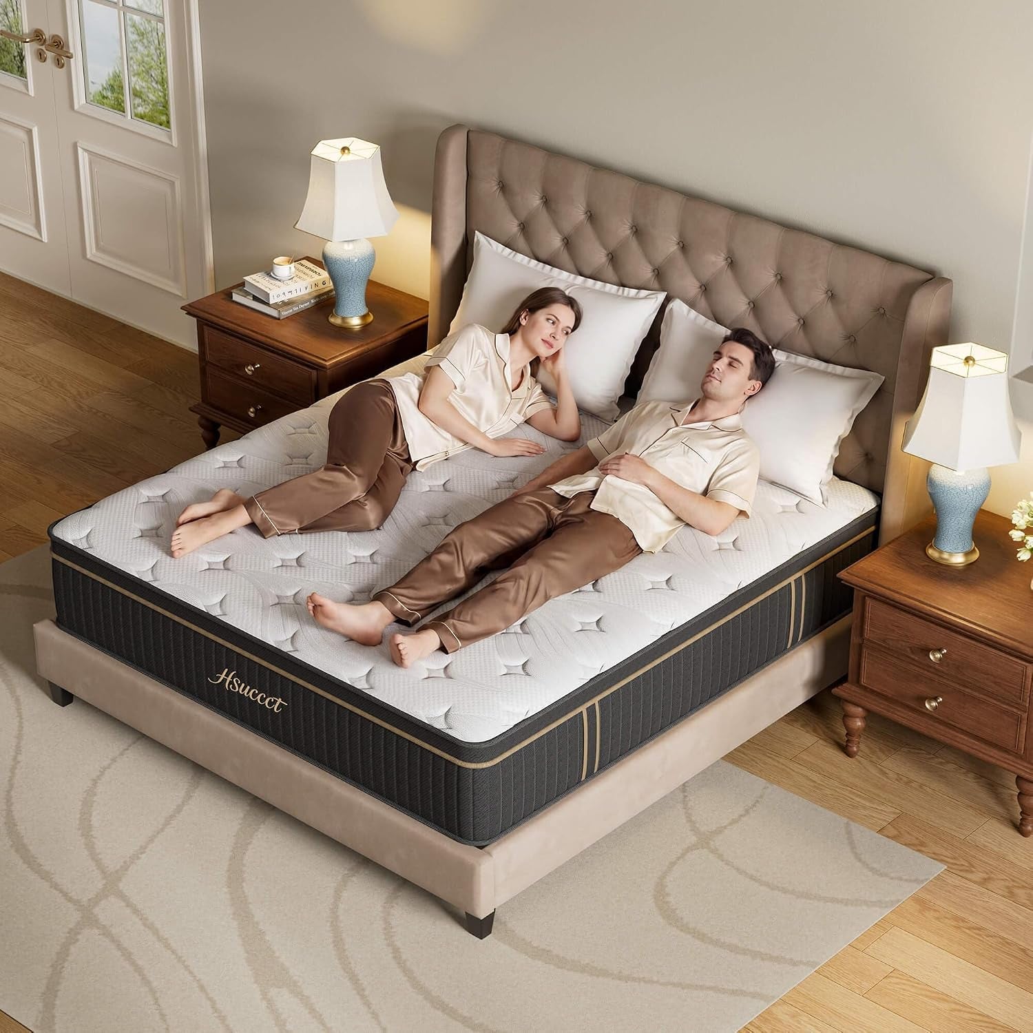 Queen 14 Inch Hybrid Mattress in a Box, Medium Firm for Side Sleepers