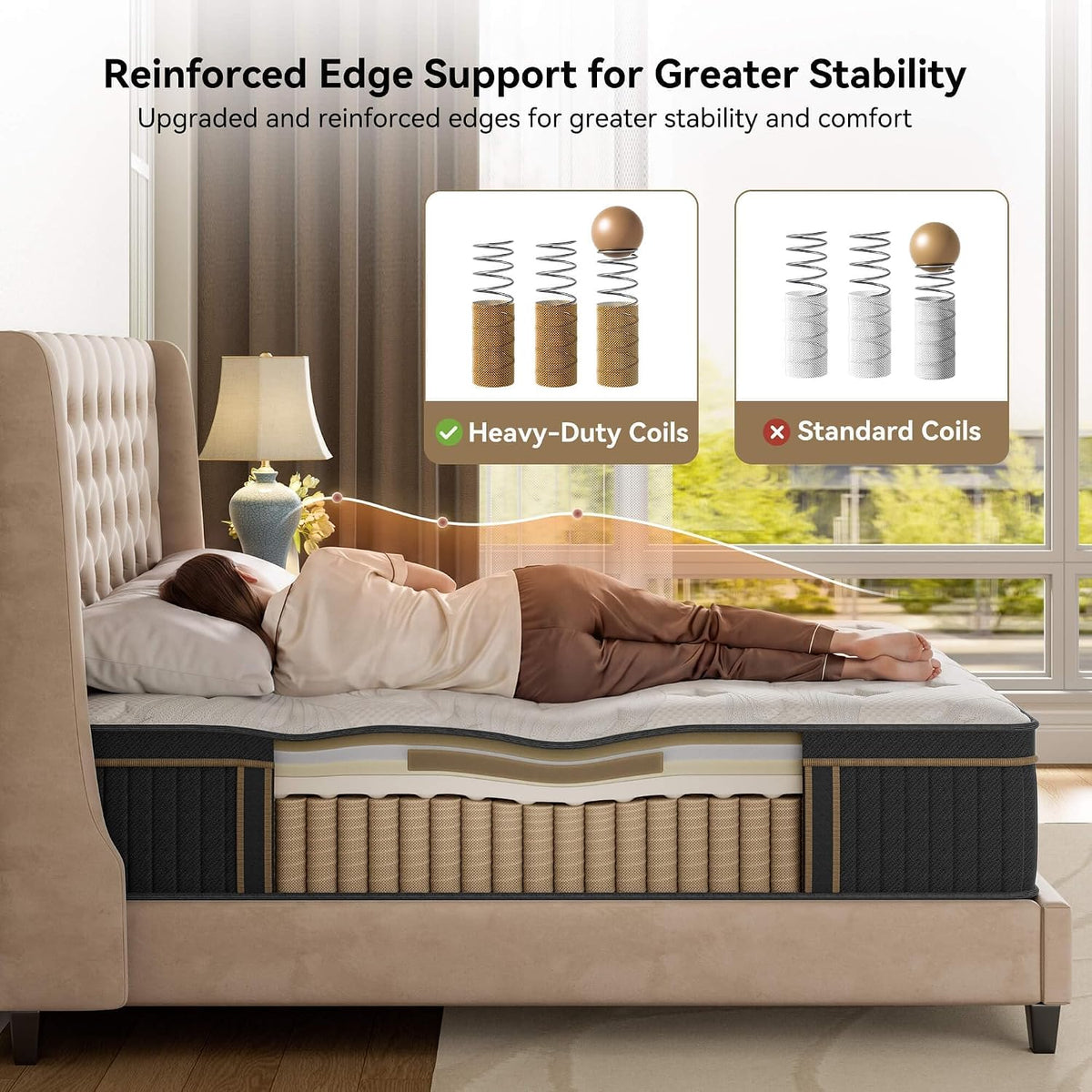 Queen 14 Inch Hybrid Mattress in a Box, Medium Firm for Side Sleepers