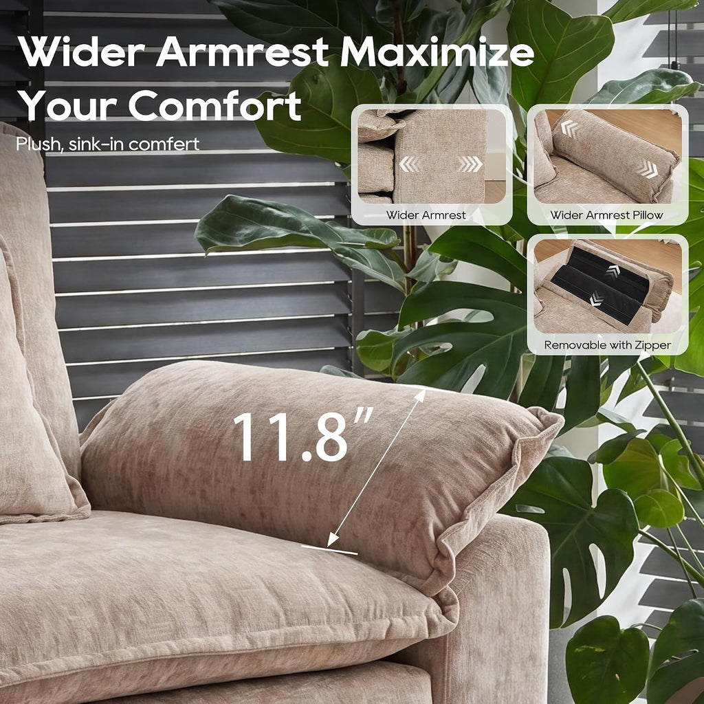 Oversized Modular Sectional Sofa，Khaki：122" U Shaped