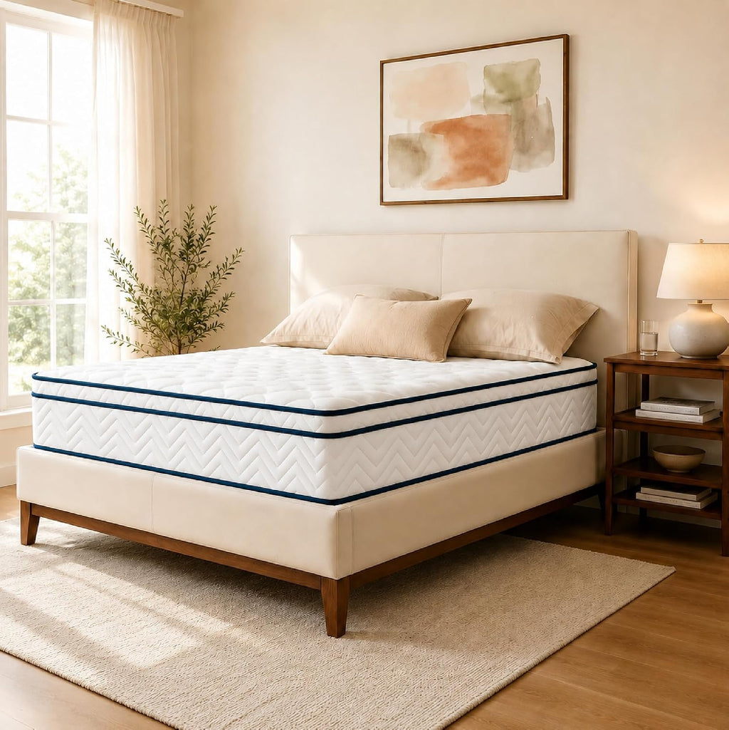 12 Inch King Size Mattress, Hybrid Mattress in a Box, Memory Foam Mattress&Pocket Springs, Medium Plush, Pressure Relief & Motion Isolation, Certipur US Certified