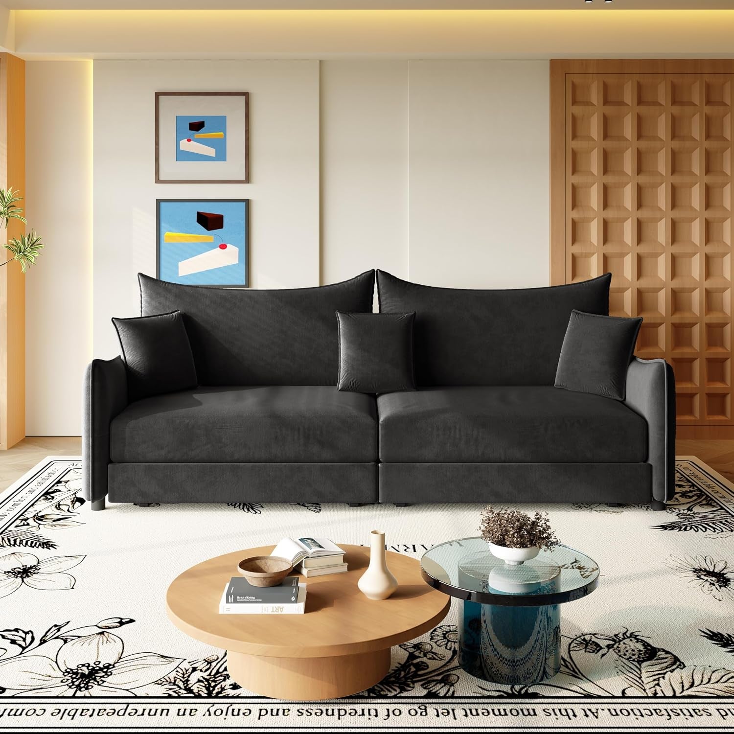 81.9" Sleeper Sofa, 3-In-1 Pull Out Couch Bed with Premium Velvet Upholstery, Perfect for Movie Nights, Overnight Guests, and Modern Home Decor