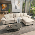 124" Oversized Modular Sectional L Shaped Sofa,Chenille White