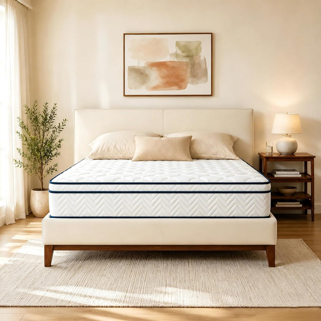 12 Inch King Size Mattress, Hybrid Mattress in a Box, Memory Foam Mattress&Pocket Springs, Medium Plush, Pressure Relief & Motion Isolation, Certipur US Certified