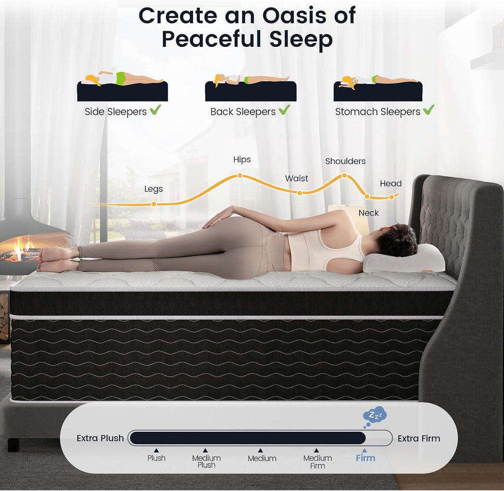 Luxury Hybrid Cooling Gel Foam Firm Queen Mattress 14 Inch in a Box