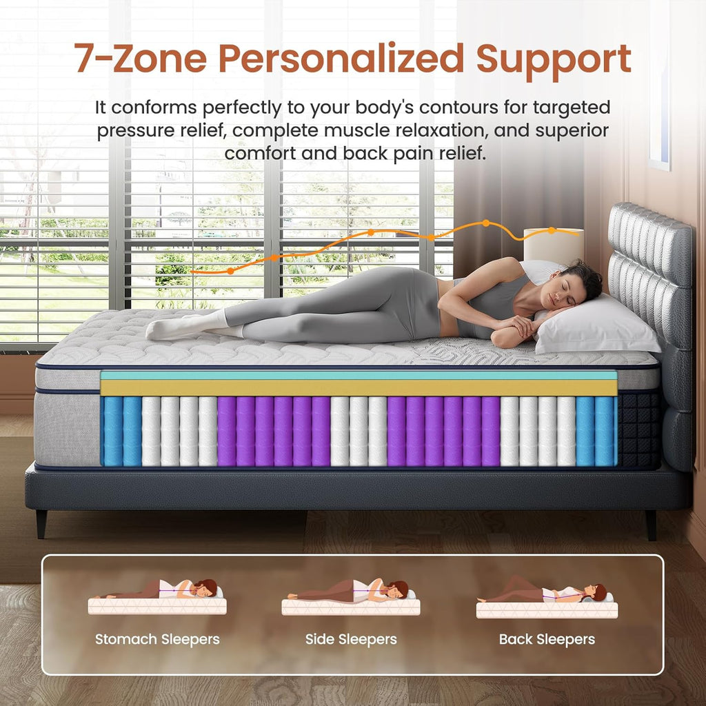 Firm King Mattress 12 Inch - Hybrid Mattress Extra Back and Lumbar Support