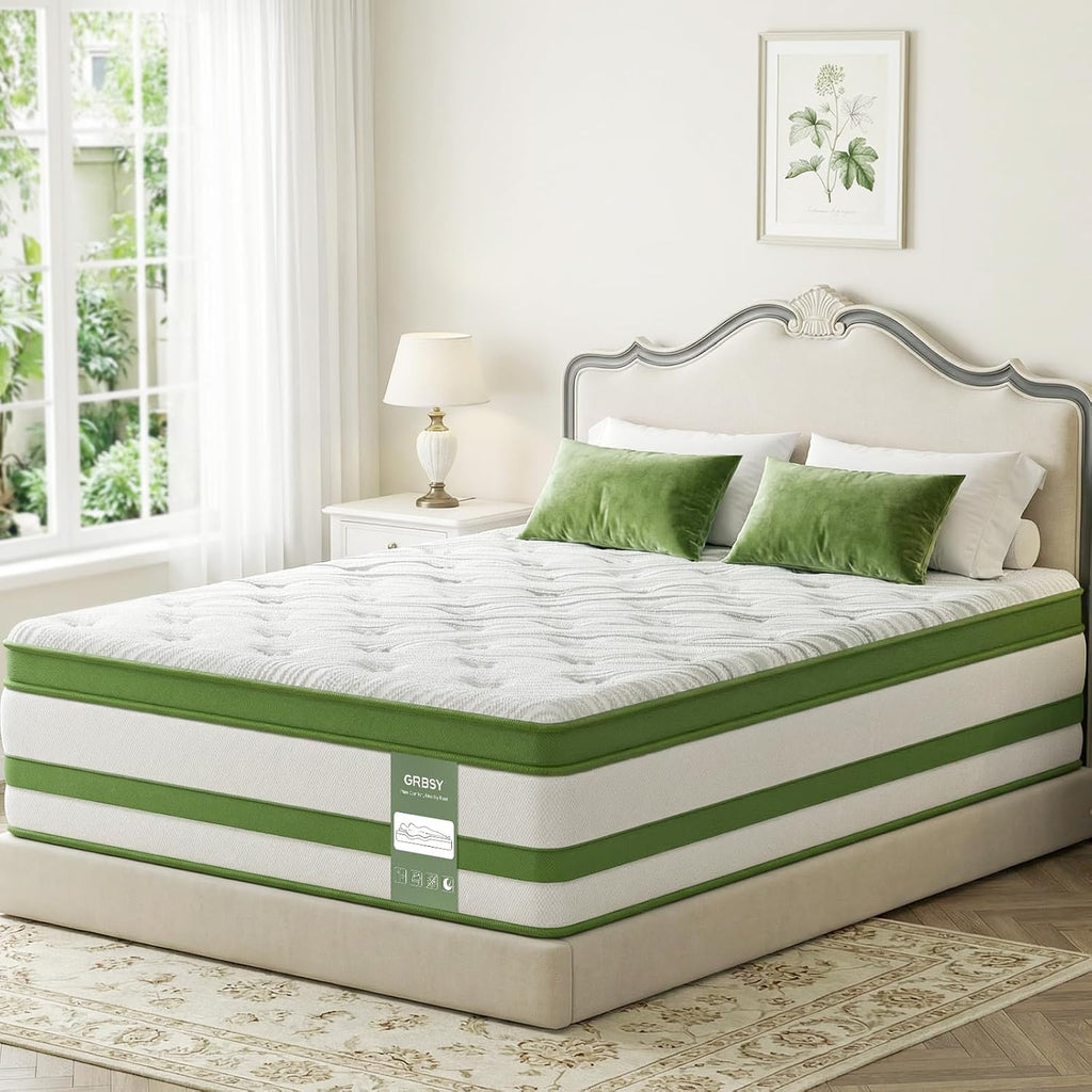 King Size Mattress 14 Inch, Hybrid King Memory Foam Mattress Medium Firm with 7-Zone Pocketed Coils for Back Pain Relief, Bed Mattresses in a Box, 365-Night Trial, Certipur-Us, Motion Isolation