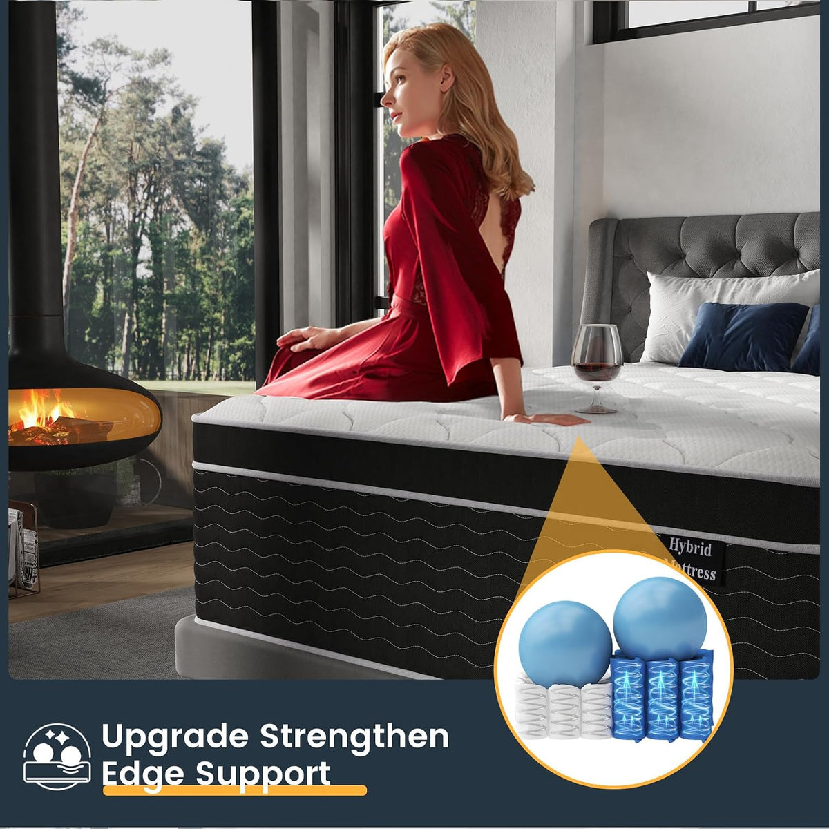 Luxury Hybrid Cooling Gel Foam Firm Queen Mattress 14 Inch in a Box