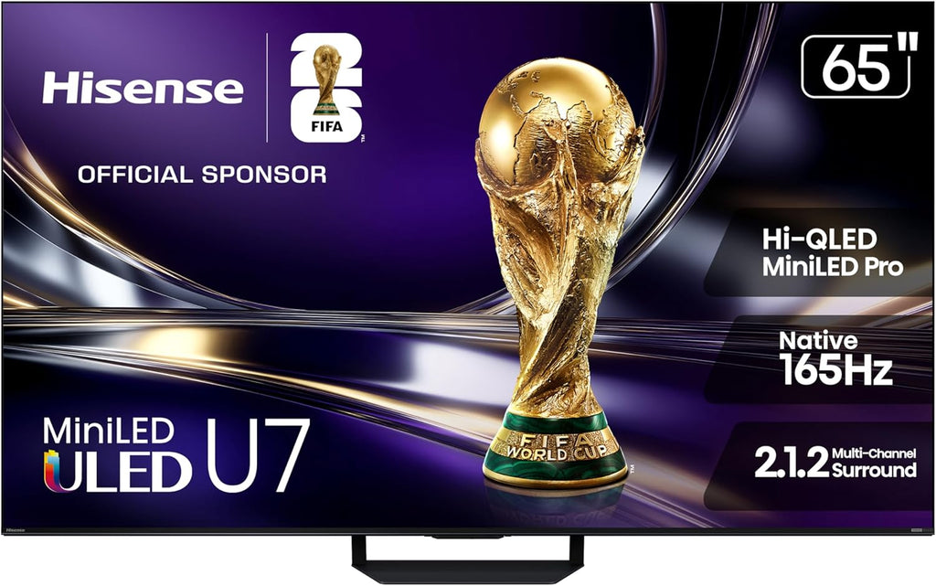 65" U7 Mini-Led ULED 4K UHD Best Premium Gaming Smart Google TV (65U7SG, 2026 NEW) - Hi-Qled, Native 165Hz, VRR 330, HDR10+, Dolby Vision IQ · Atmos, IMAX Enhanced, Anti-Reflection, 2.1.2 Ch