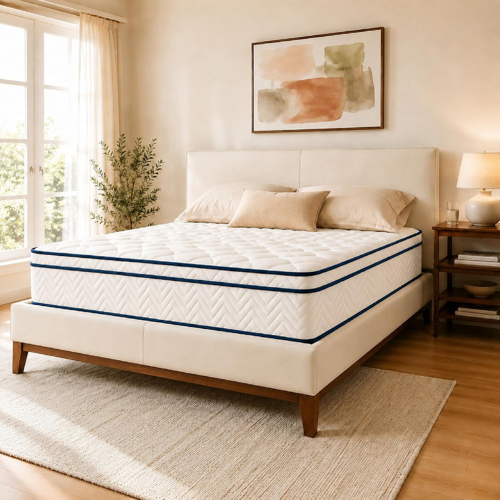 12 Inch King Size Mattress, Hybrid Mattress in a Box, Memory Foam Mattress&Pocket Springs, Medium Plush, Pressure Relief & Motion Isolation, Certipur US Certified