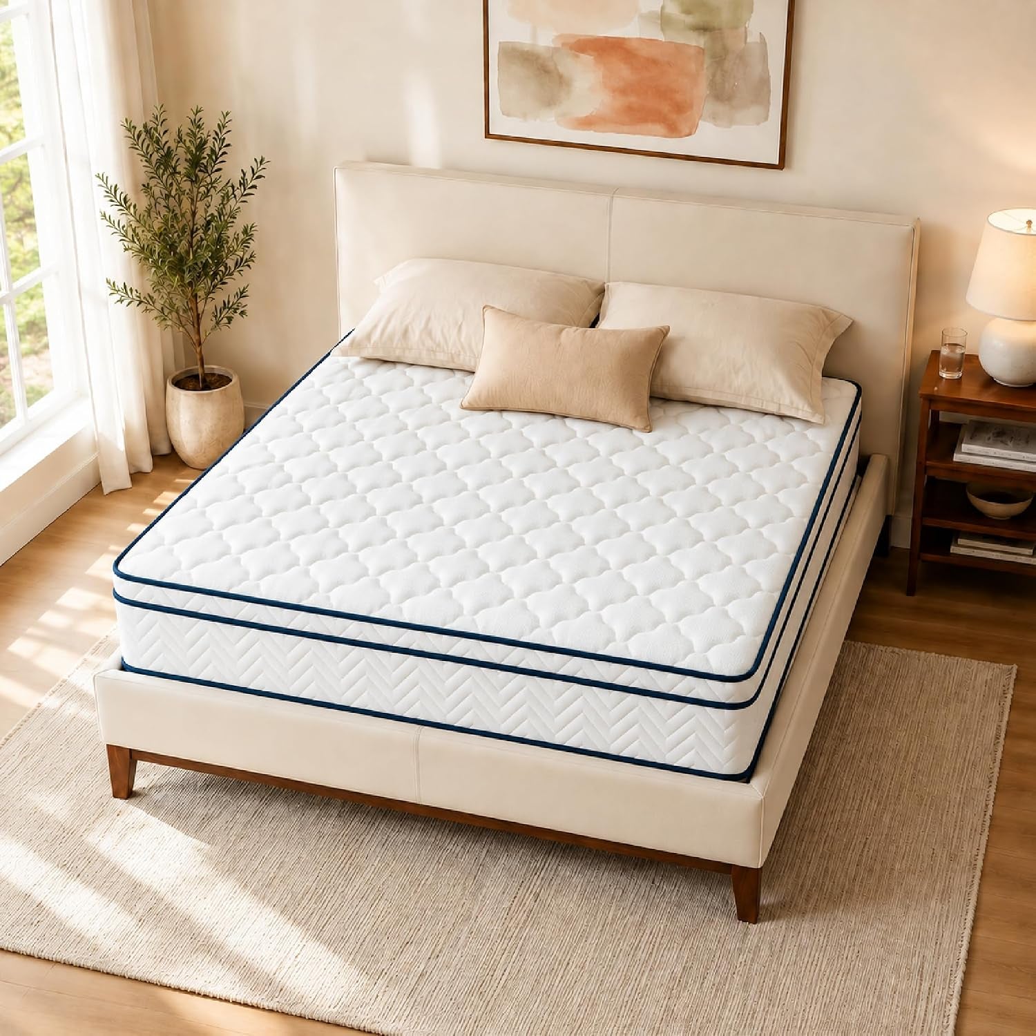 12 Inch King Size Mattress, Hybrid Mattress in a Box, Memory Foam Mattress&Pocket Springs, Medium Plush, Pressure Relief & Motion Isolation, Certipur US Certified