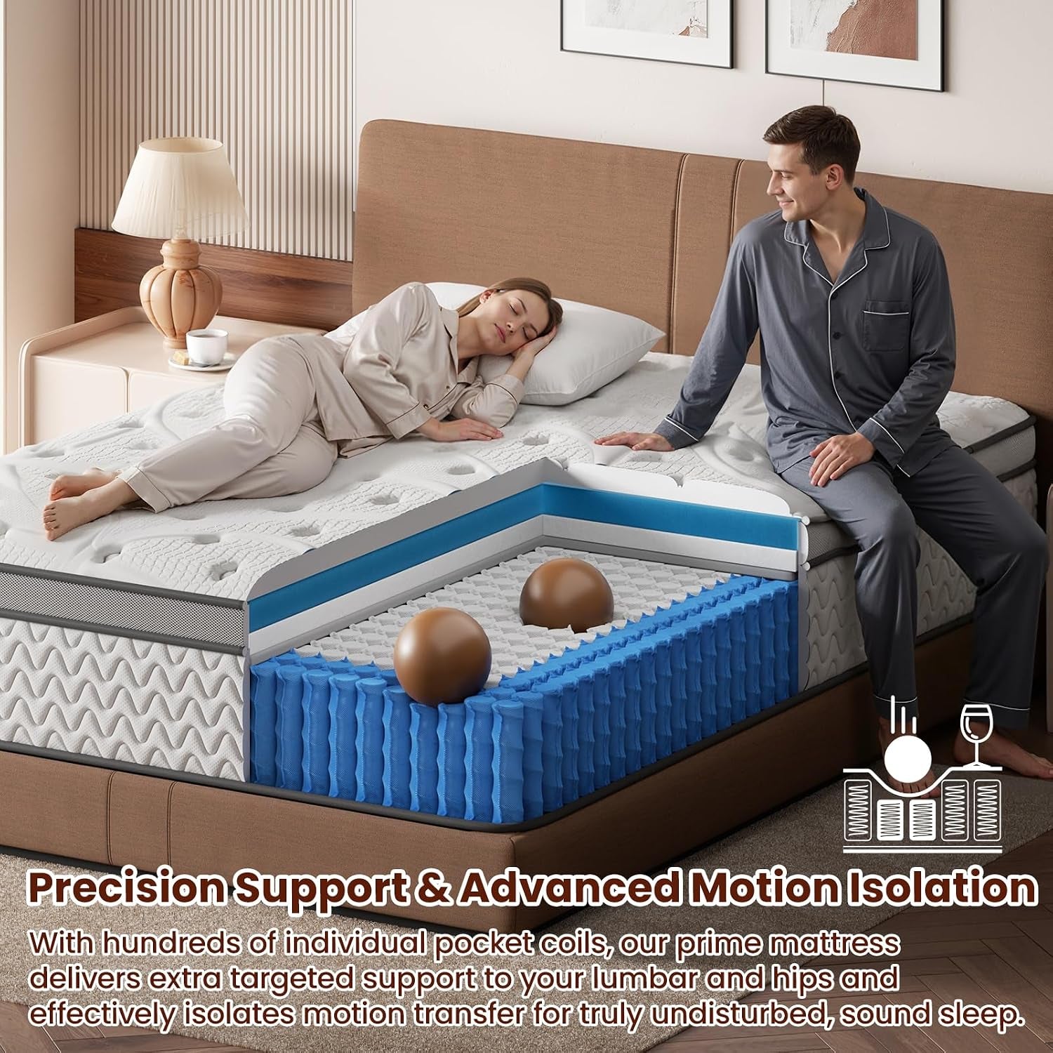 Firm Queen Mattress 12 Inches - Cooling 5-Zone Deep Sleep Mattress with Extra Lumbar & Shoulder Support, Hotel Collection Hybrid Single Mattresses Pain Relief - Fiberglass Free