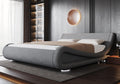 King Upholstered Sleigh Bed Frame with Adjustable Headboard, Grey