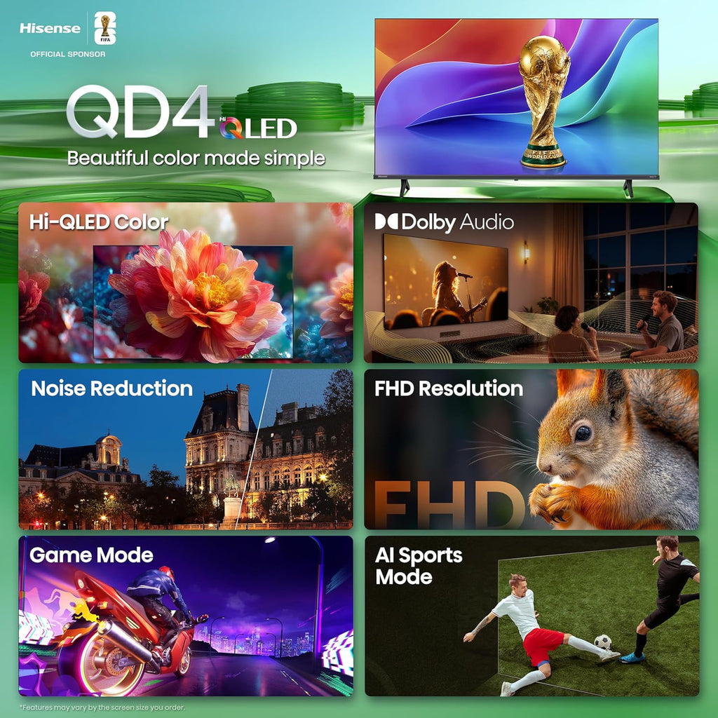 40-Inch Class QD4SR Series Hi-Qled FHD Smart Roku TV (40QD4SR, 2026 Model) – Hi-Qled Color, Dolby Audio, Compatible with Alexa, Full Array LED, Slim Bezel Design