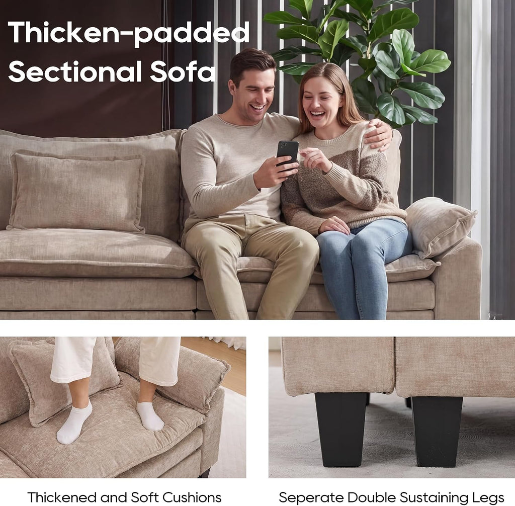 Oversized Modular Sectional Sofa，Khaki：122" U Shaped
