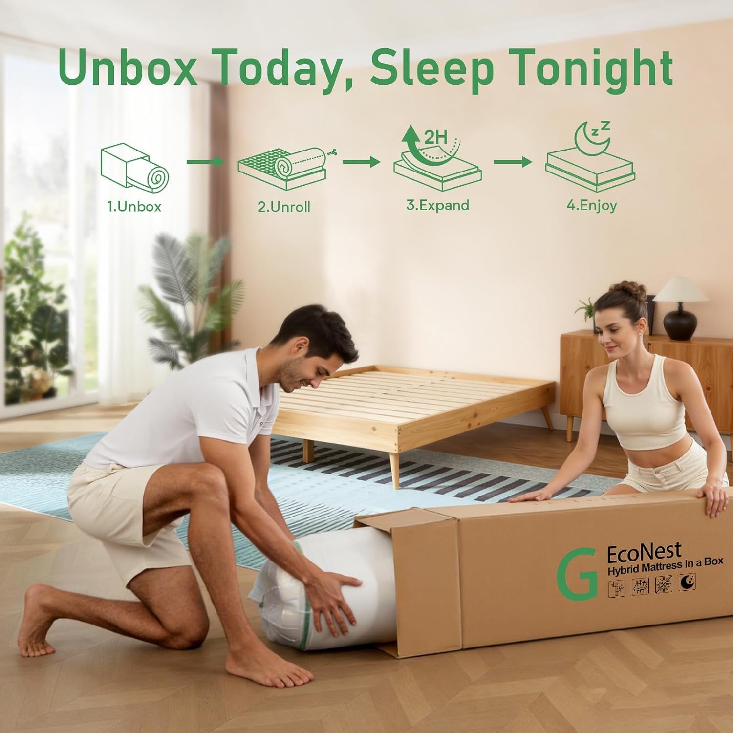 King Size Mattress 14 Inch, Hybrid King Memory Foam Mattress Medium Firm with 7-Zone Pocketed Coils for Back Pain Relief, Bed Mattresses in a Box, 365-Night Trial, Certipur-Us, Motion Isolation