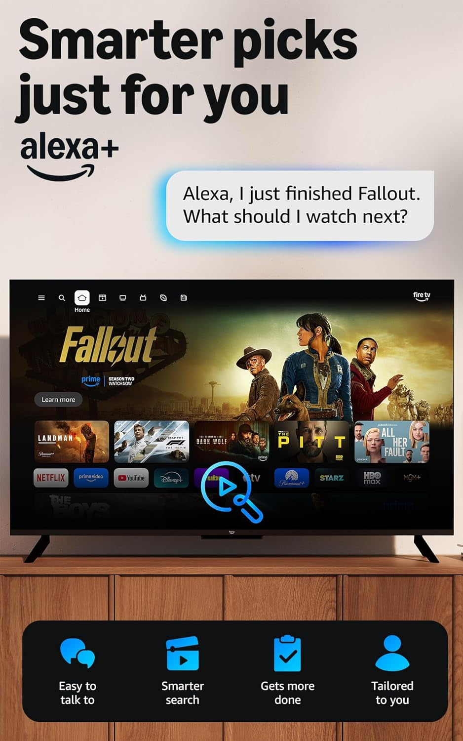 Ember 55" QLED Series with Fire TV (Newest Model), 4K Ultra HD Smart TV, HDR10+, Dolby Vision, Dolby Audio, Quad-Core Processor, Find Shows Faster with Alexa+