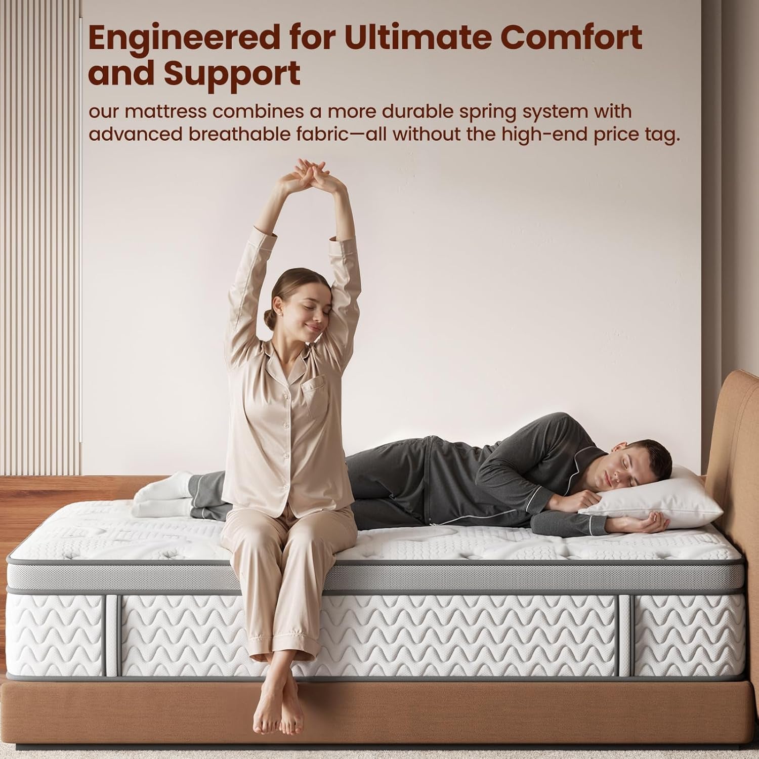 Firm Queen Mattress 12 Inches - Cooling 5-Zone Deep Sleep Mattress with Extra Lumbar & Shoulder Support, Hotel Collection Hybrid Single Mattresses Pain Relief - Fiberglass Free