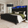 Platform Bed Frame with 50.9" LED Headboard, Queen Black