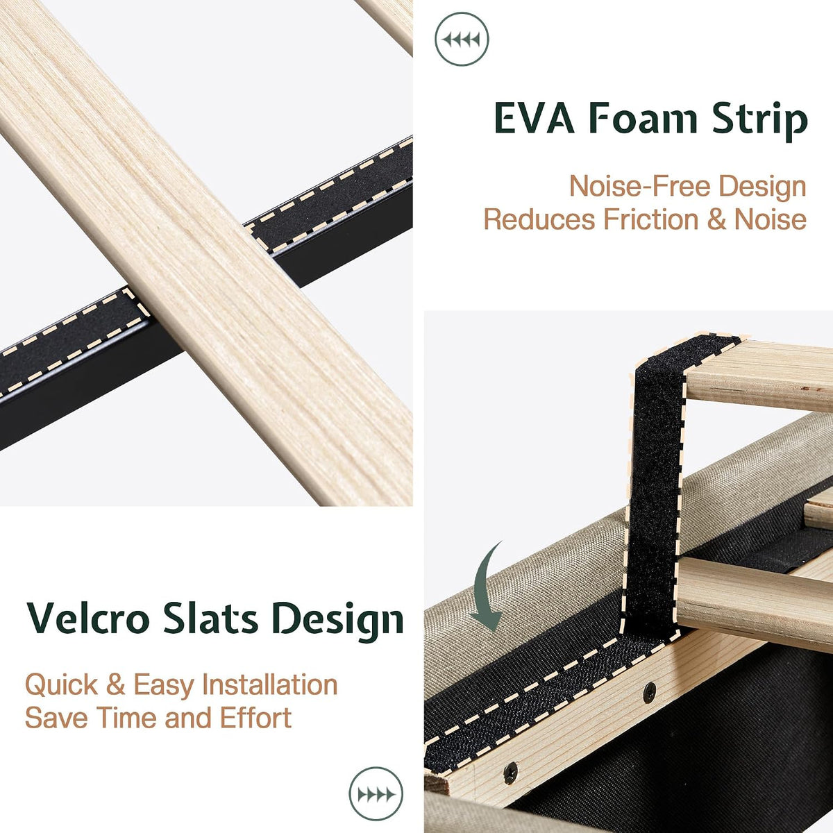 Bed Frame Queen Size Tall Wingback Headboard Upholstered, Brown