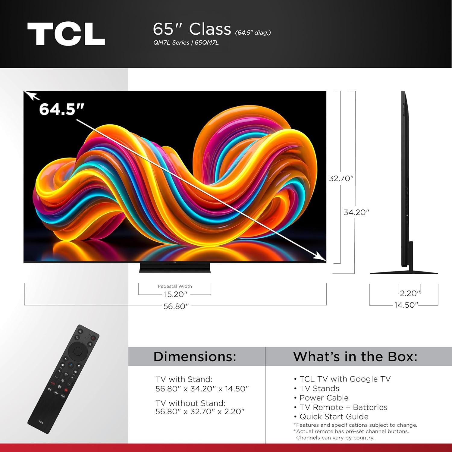 65 Inch Class QM7L Series | Sqd-Mini-Led QLED Smart TV | 65QM7L, 2026 Model | 144Hz | Ultimate Color Ultra Brightness & Contrast | Google AI Bang & Olufsen | Voice Gaming Streaming Television