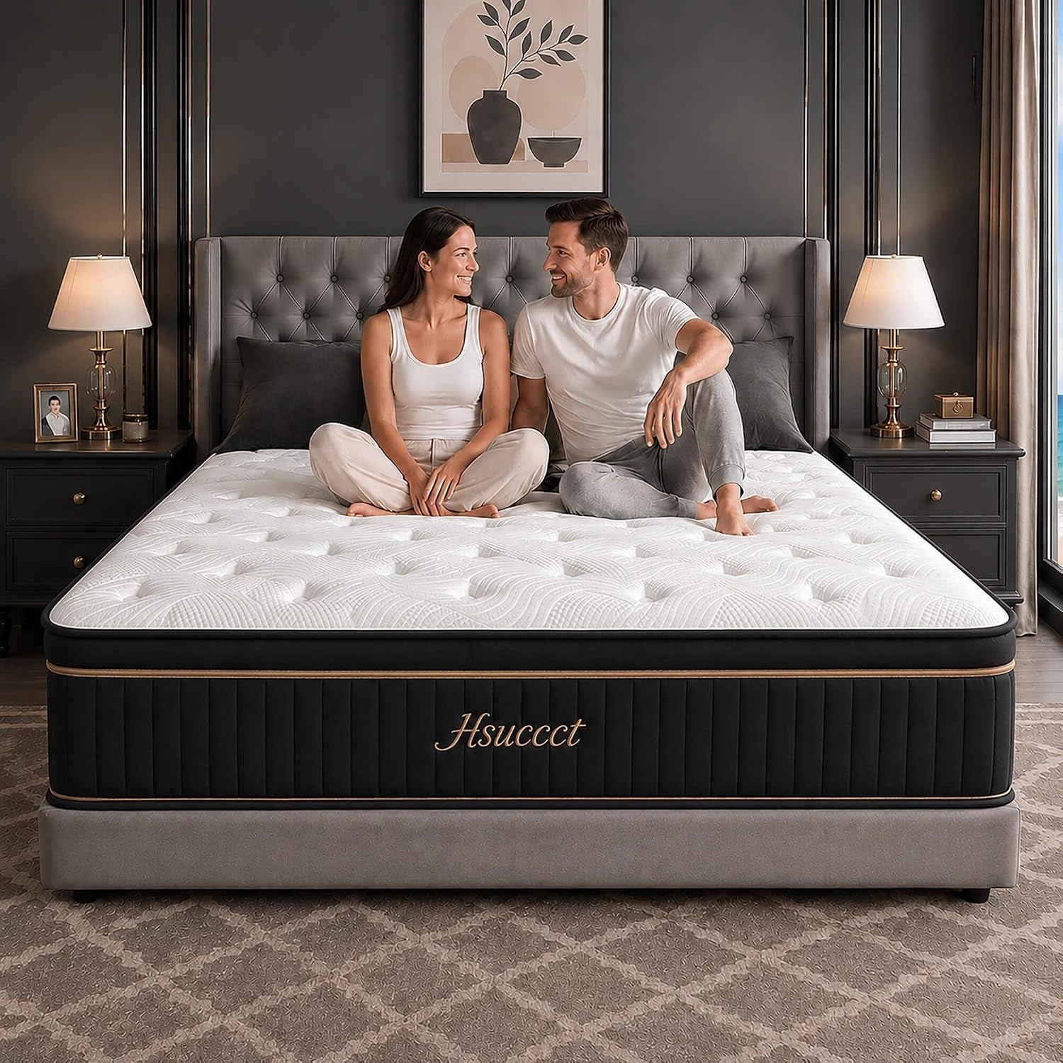 Queen 14 Inch Hybrid Mattress in a Box, Medium Firm for Side Sleepers