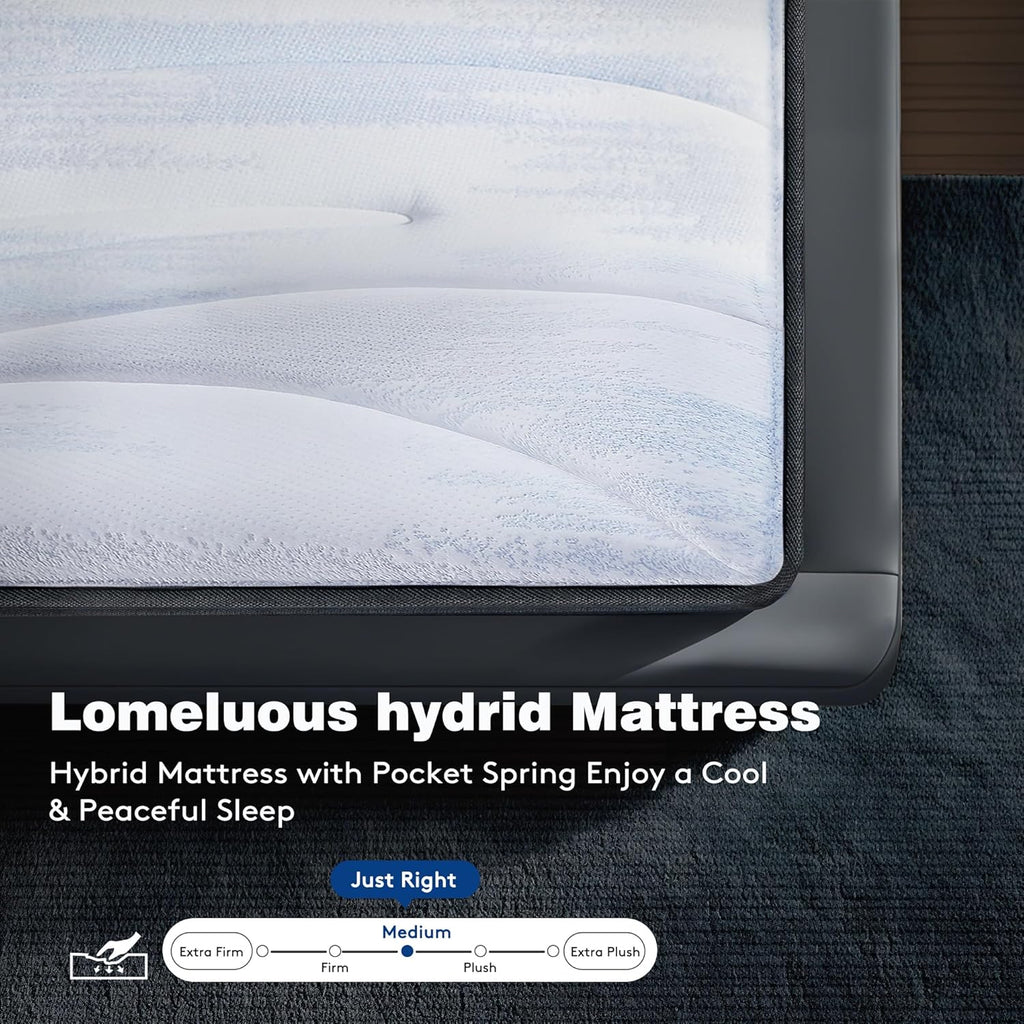 Twin XL Mattress,14" Hybrid Mattress Medium Firm Restful Sleep