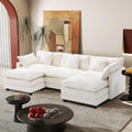 Modular Sectional Sofa,Cloud Couch for Living Room,Modern Deep Seat Sofa Chenille Fabric Comfy Couches with Throw Pillows & Movable Ottoman for Apartment