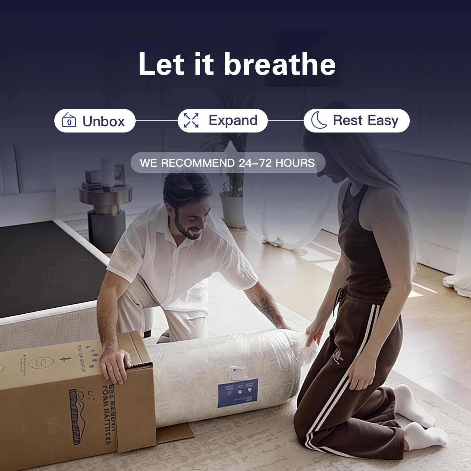 King Size Mattress 14 Inch Medium Plush Hybrid Mattress in a Box