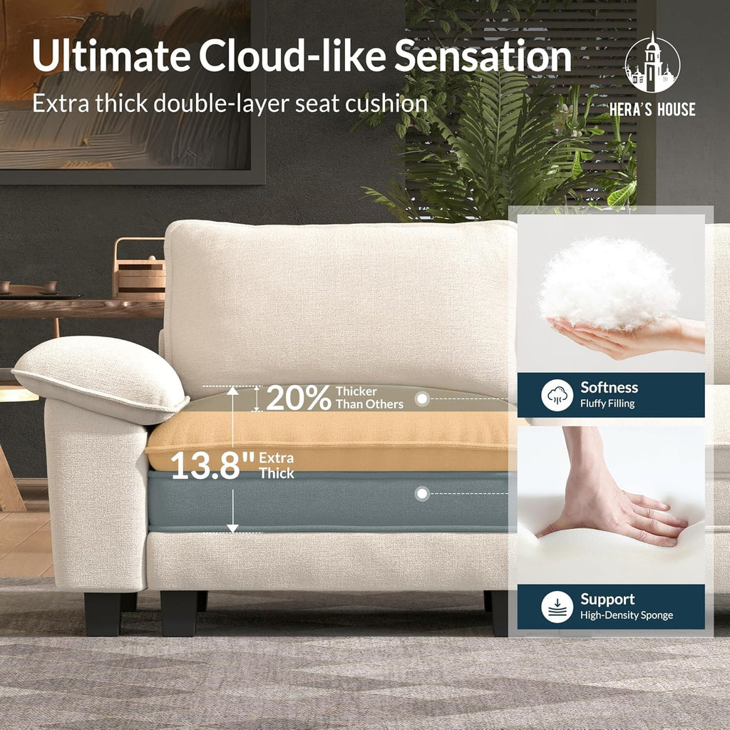 124" Oversized Modular Sectional L Shaped Sofa,Chenille White