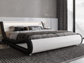 King Size LED Bed Frame with Adjustable Headboard, Black and White