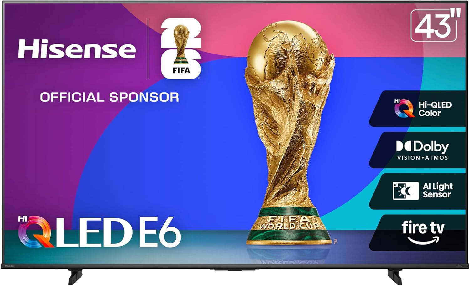 43" E6 Cinema Series Hi-Qled 4K UHD Smart Fire TV (43E6QF) - AI Light Sensor, Dolby Vision · Atmos, Voice Remote with Alexa, Motion Rate 120, HDR 10+ Adaptive, Game Mode Plus