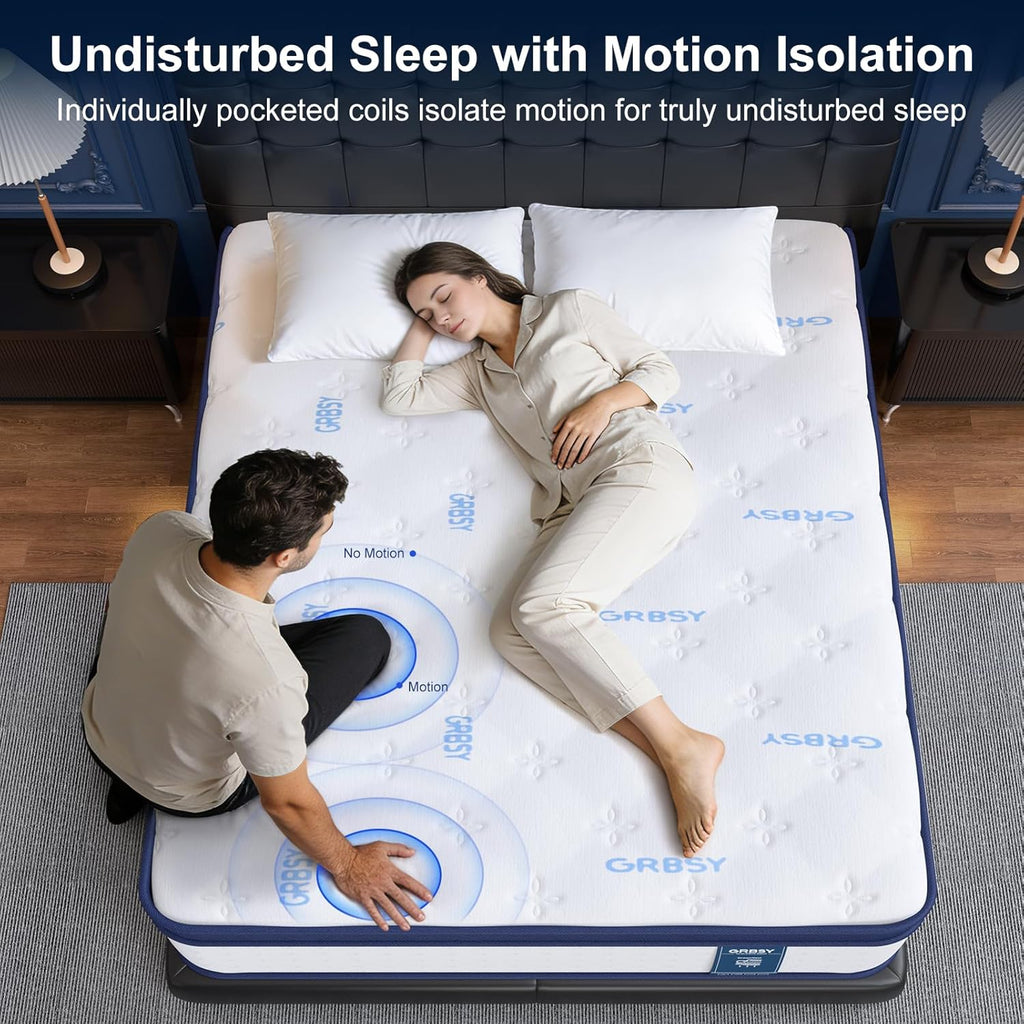14 Inch King Mattress, Upgraded 7-Zone Support Hybrid King Size Mattress in a Box with Cooling Gel Memory Foam & Pocket Coils for Back Pain Relief, 365-Night Trial, Motion Isolation, Medium Firm