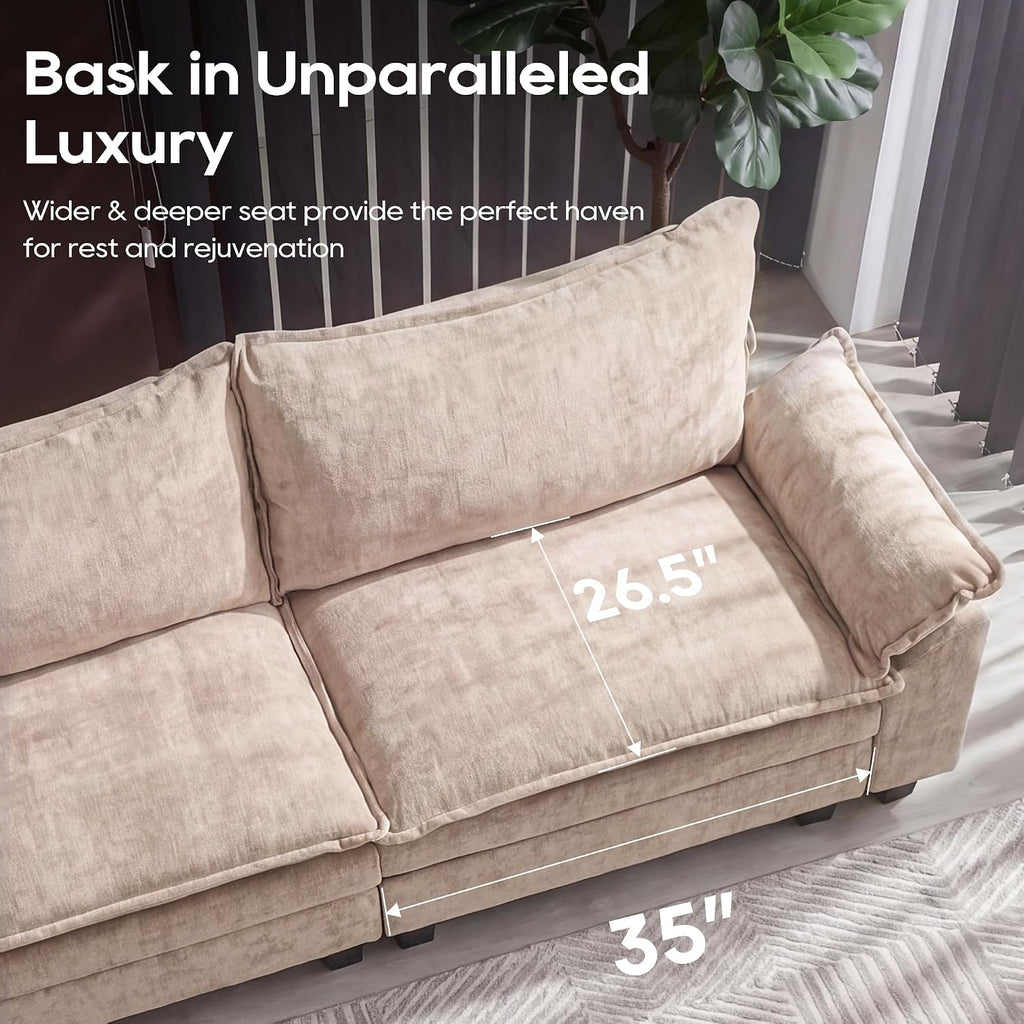 Oversized Modular Sectional Sofa，Khaki：122" U Shaped