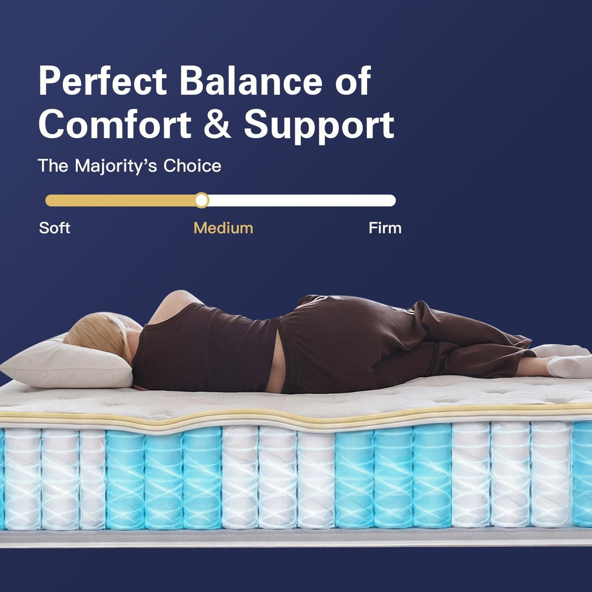 King Size Mattress 14 Inch Medium Plush Hybrid Mattress in a Box