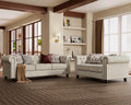 2 Piece Classic Chesterfield 5-Seater Set, Tufted Loveseat & Sofa Furniture Solid Wood Legs Thick Cushion, Pet-Friendly Couch Set for Living Room Bedroom Apartment, Linen Beige