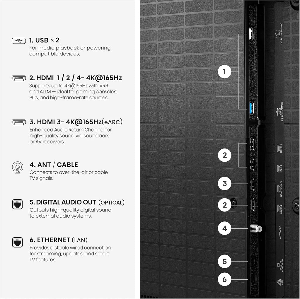 65" U7 Mini-Led ULED 4K UHD Best Premium Gaming Smart Google TV (65U7SG, 2026 NEW) - Hi-Qled, Native 165Hz, VRR 330, HDR10+, Dolby Vision IQ · Atmos, IMAX Enhanced, Anti-Reflection, 2.1.2 Ch