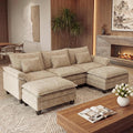 Oversized Modular Sectional Sofa，Khaki：122" U Shaped