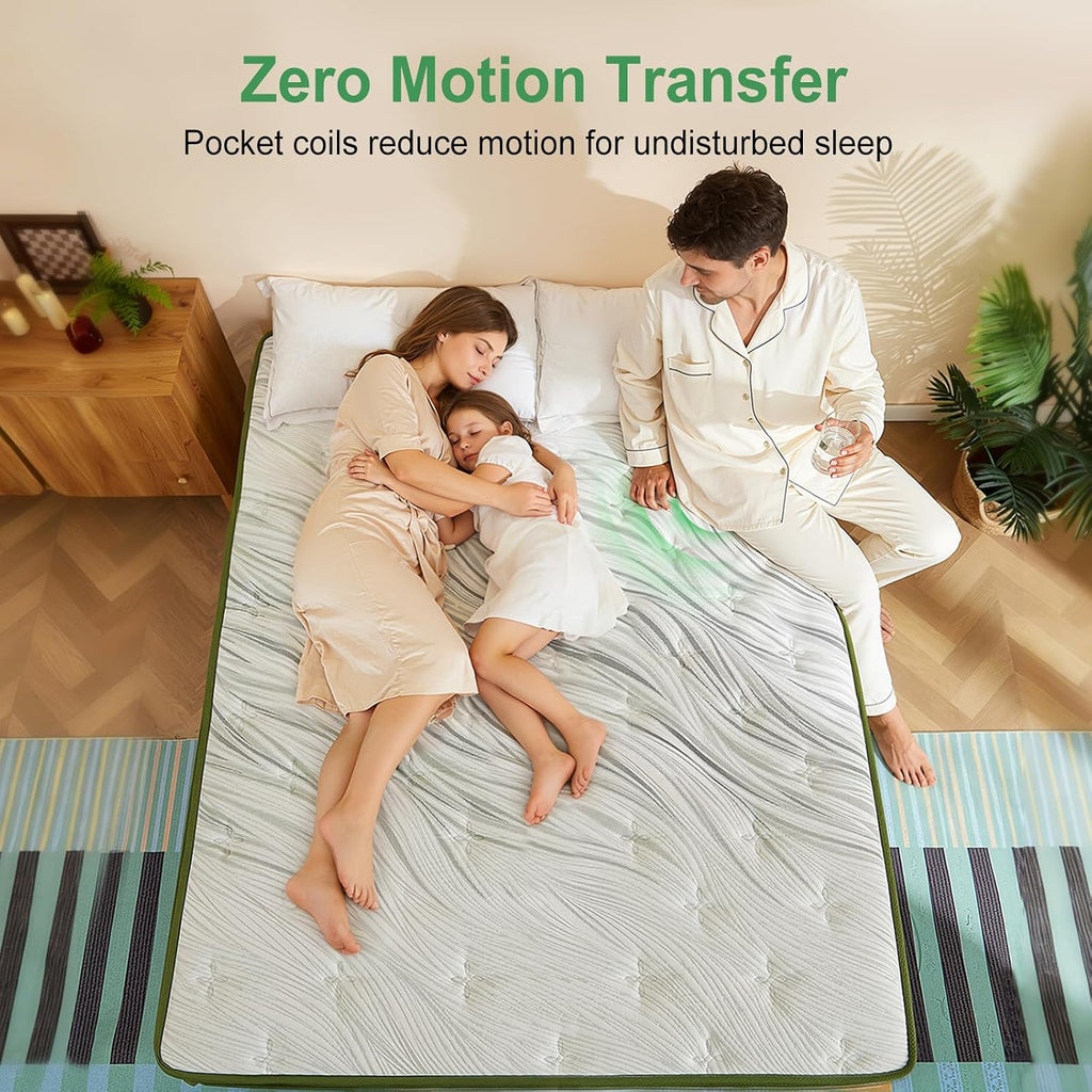 King Size Mattress 14 Inch, Hybrid King Memory Foam Mattress Medium Firm with 7-Zone Pocketed Coils for Back Pain Relief, Bed Mattresses in a Box, 365-Night Trial, Certipur-Us, Motion Isolation